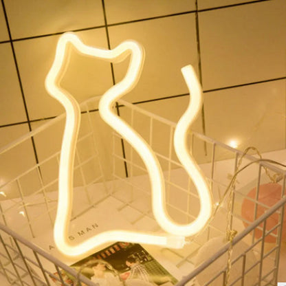 Cat Neon Sign LED Wall Light for Room & Parties b-cat-warm by HitMyNeed