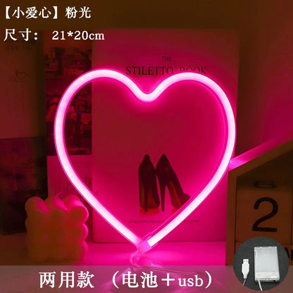 Cat Neon Sign LED Wall Light for Room & Parties heart-pink by HitMyNeed