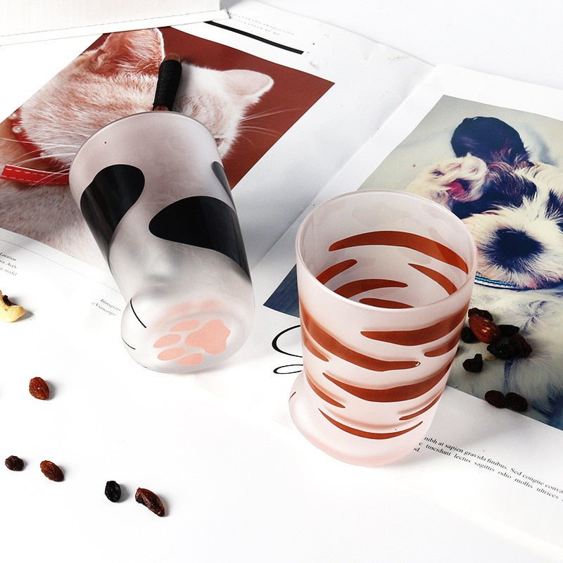 Cat Paw Glass Cups Set of 3 - 350ml Drinkware by HitMyNeed