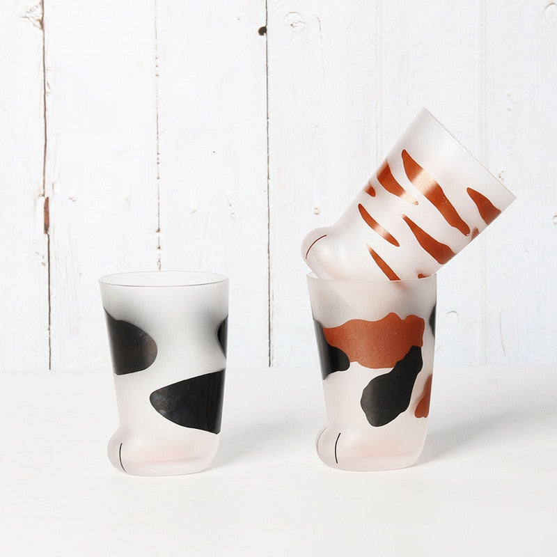 Cat Paw Glass Cups Set of 3 - 350ml Drinkware by HitMyNeed