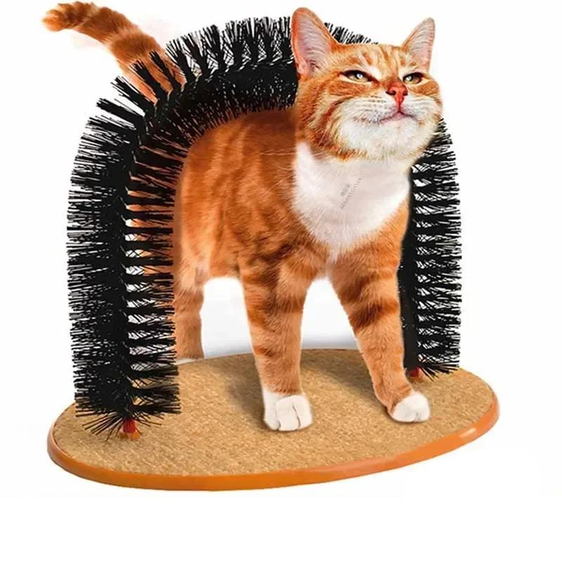 Cat Self Grooming Arch with Scratching Pad & Brush by HitMyNeed