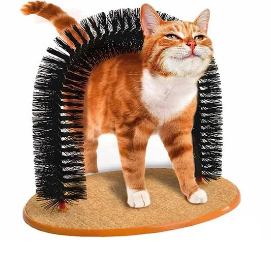 Cat Self Grooming Arch with Scratching Pad & Brush by HitMyNeed