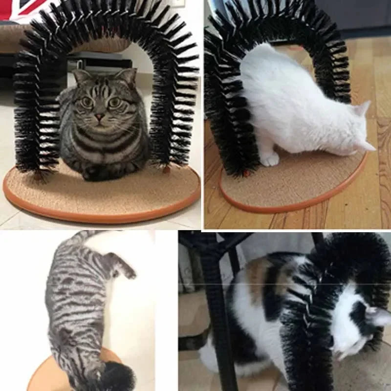 Cat Self Grooming Arch with Scratching Pad & Brush by HitMyNeed