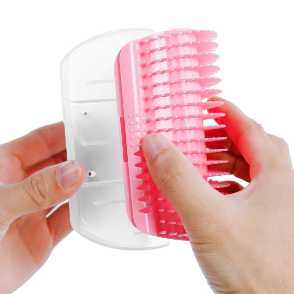 Cat Self Grooming Brush with Wall Mount & Catnip by HitMyNeed