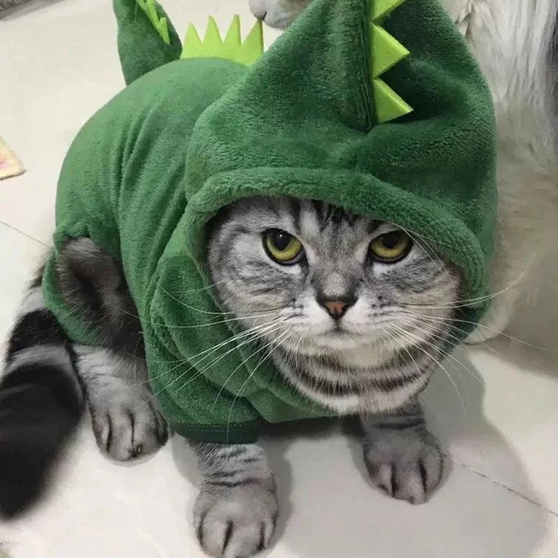 Cat & Small Dog Dinosaur Fleece Hoodie Costume by HitMyNeed