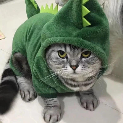 Cat & Small Dog Dinosaur Fleece Hoodie Costume by HitMyNeed