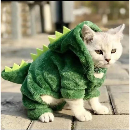Cat & Small Dog Dinosaur Fleece Hoodie Costume l by HitMyNeed