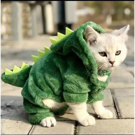 Cat & Small Dog Dinosaur Fleece Hoodie Costume l by HitMyNeed