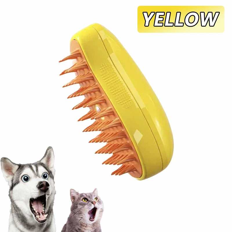 Cat Steam Brush for Shedding and Coat Care yellow-1-piece by HitMyNeed