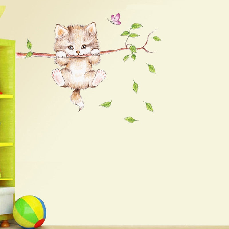 Cat Wall Sticker Cute DIY Animal Wall Decal by HitMyNeed