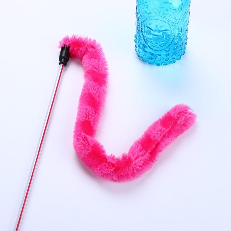 Cat Wand Toy with Plush Tail Teaser rose-red by HitMyNeed