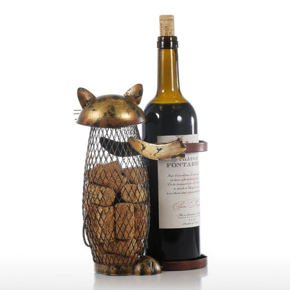 Cat Wine Rack with Cork Holder for Kitchen Counter by HitMyNeed