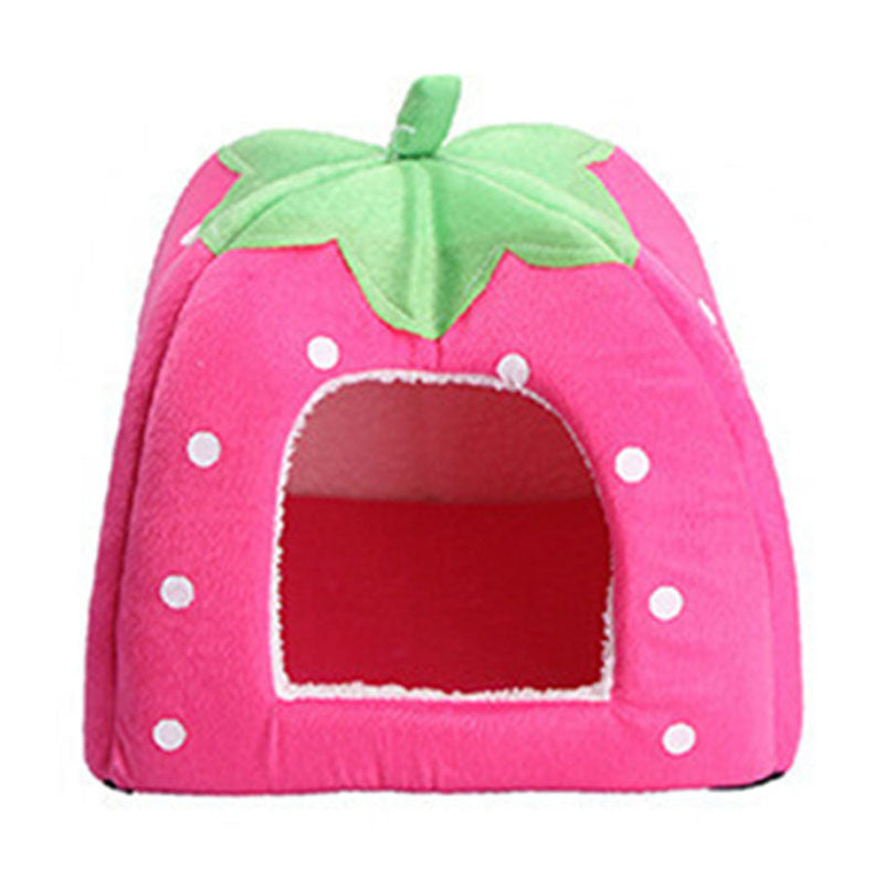 Cave Strawberry Dog & Cat Bed - Cozy Enclosed Nest by HitMyNeed