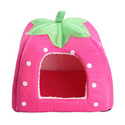 Cave Strawberry Dog & Cat Bed - Cozy Enclosed Nest by HitMyNeed