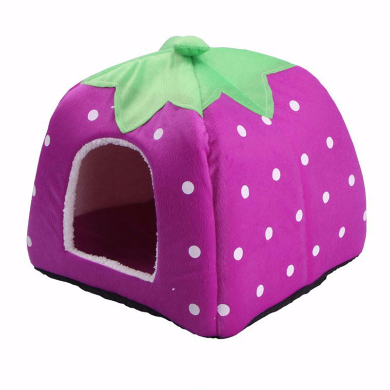 Cave Strawberry Dog & Cat Bed - Cozy Enclosed Nest by HitMyNeed