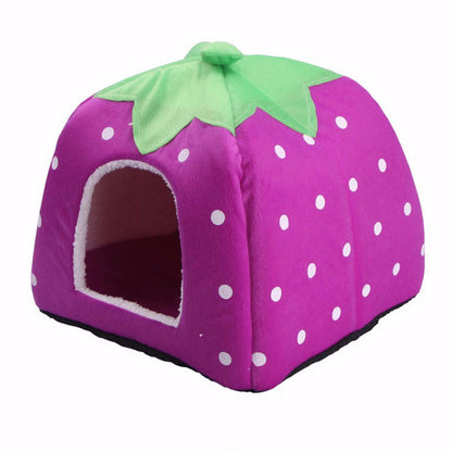 Cave Strawberry Dog & Cat Bed - Cozy Enclosed Nest by HitMyNeed