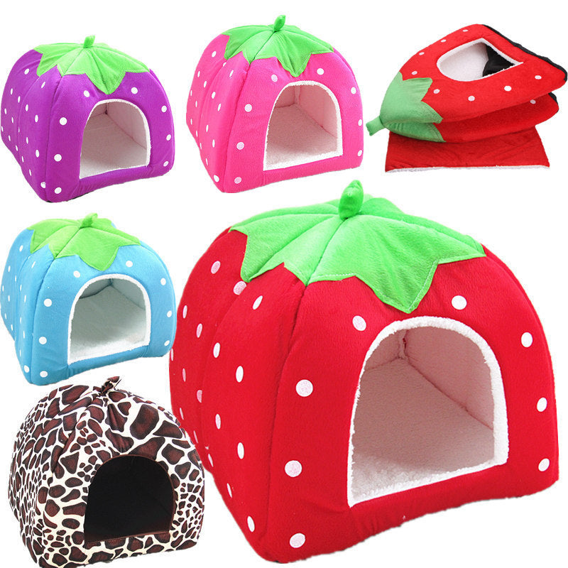Cave Strawberry Dog & Cat Bed - Cozy Enclosed Nest by HitMyNeed