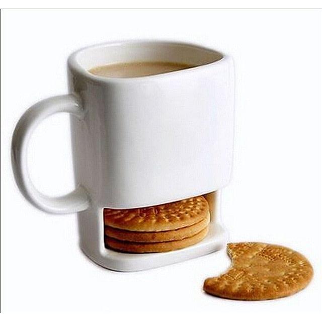 Ceramic 250ml Mug with Biscuit Pocket by HitMyNeed