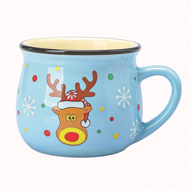 Ceramic Christmas Cartoon Coffee Mug 150ml blue-elk by HitMyNeed