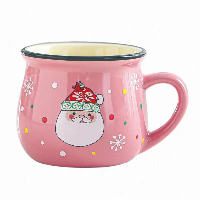 Ceramic Christmas Cartoon Coffee Mug 150ml pink-santa by HitMyNeed