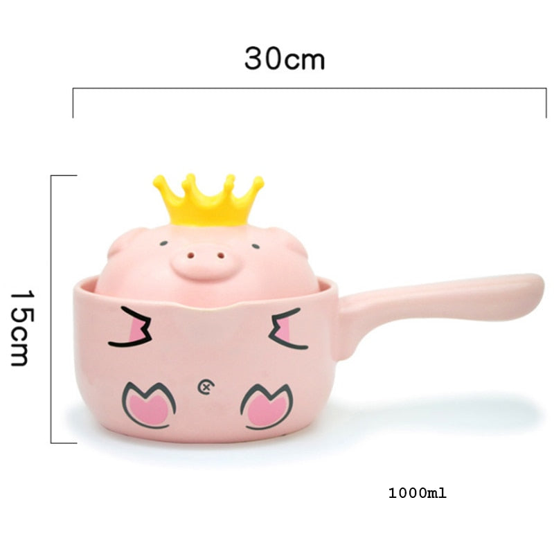 Ceramic Cooking Pot with Pig Lid, 1L by HitMyNeed