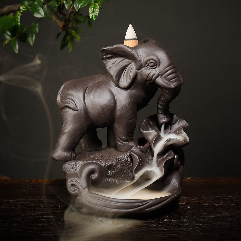 Ceramic Elephant Incense Burner with 10 Cones by HitMyNeed