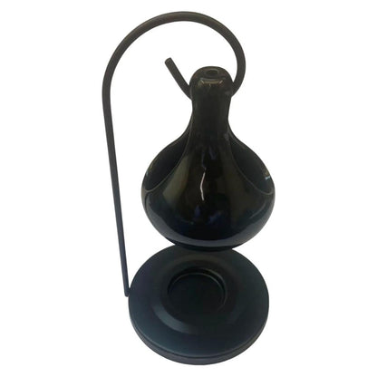 Ceramic Essential Oil Burner & Tealight Wax Warmer black-b by HitMyNeed