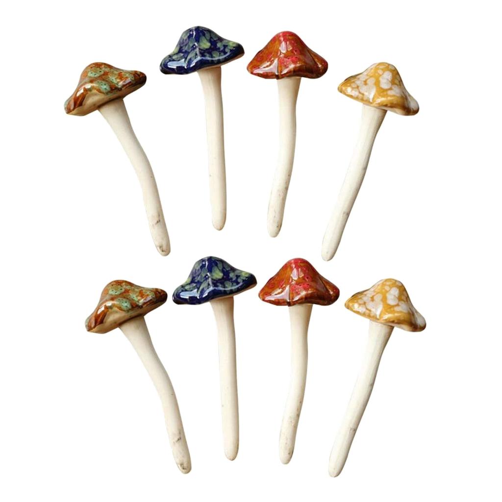 Ceramic Garden Mushroom Decor Set of 8 by HitMyNeed