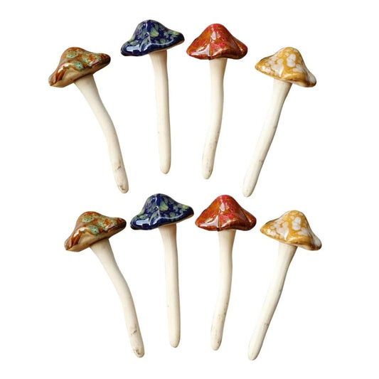 Ceramic Garden Mushroom Decor Set of 8 by HitMyNeed