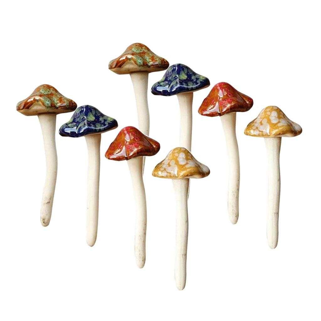 Ceramic Garden Mushroom Decor Set of 8 by HitMyNeed