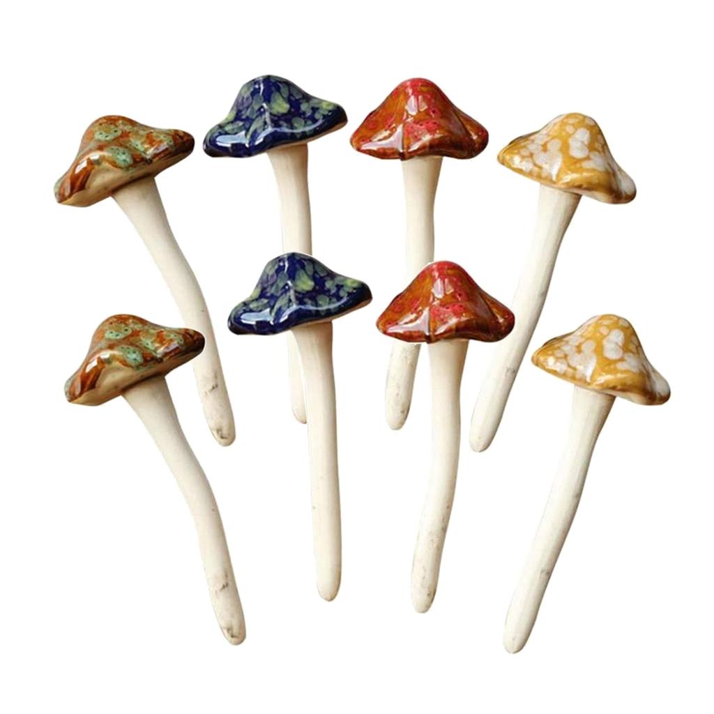 Ceramic Garden Mushroom Decor Set of 8 by HitMyNeed