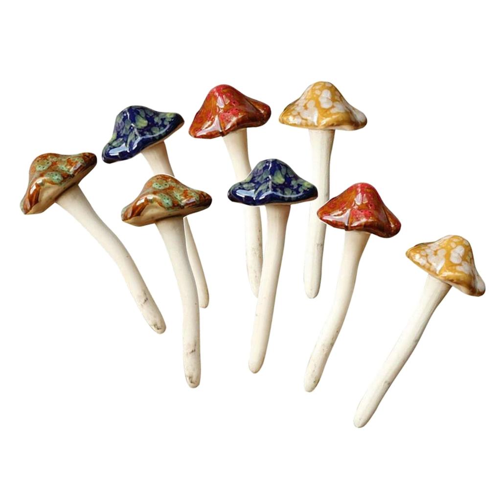 Ceramic Garden Mushroom Decor Set of 8 by HitMyNeed