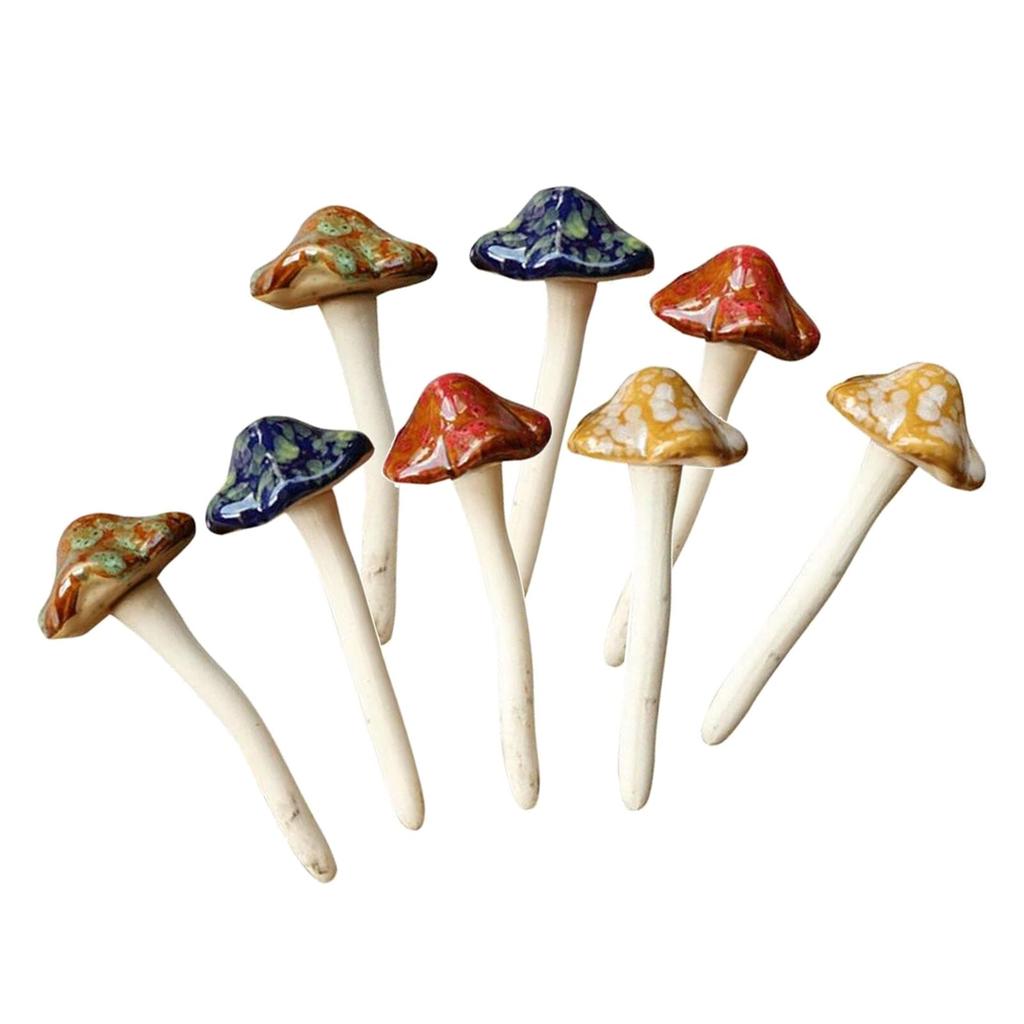 Ceramic Garden Mushroom Decor Set of 8 by HitMyNeed