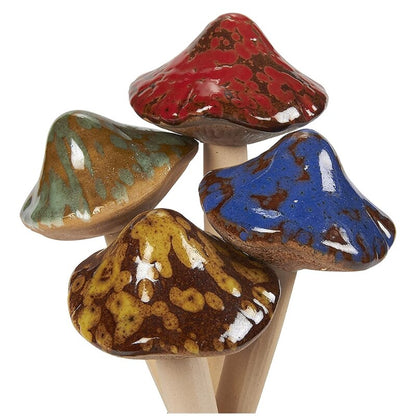 Ceramic Garden Mushroom Stakes Set of 4 by HitMyNeed