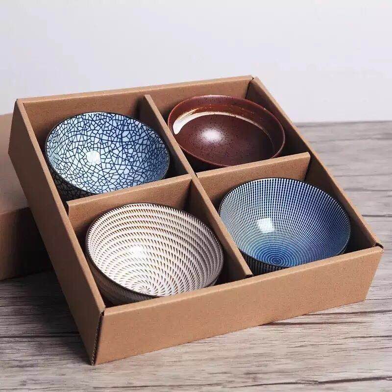 Ceramic Japanese-Style Bowl Set, 4 Pcs by HitMyNeed