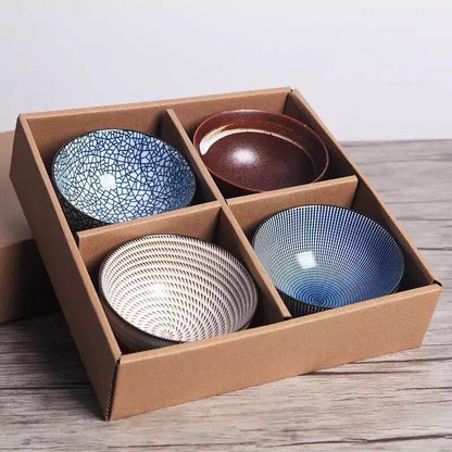 Ceramic Japanese-Style Bowl Set, 4 Pcs by HitMyNeed