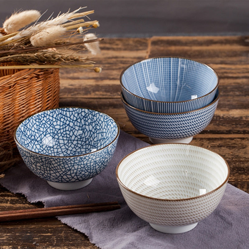 Ceramic Japanese-Style Bowl Set, 4 Pcs by HitMyNeed