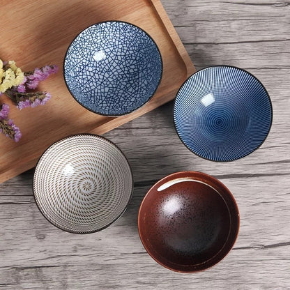Ceramic Japanese-Style Bowl Set, 4 Pcs by HitMyNeed