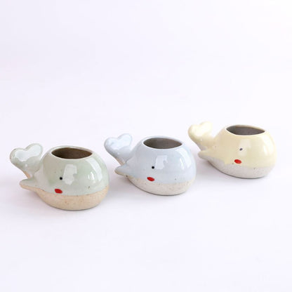Ceramic Mini Whale Plant Pot for Succulents by HitMyNeed