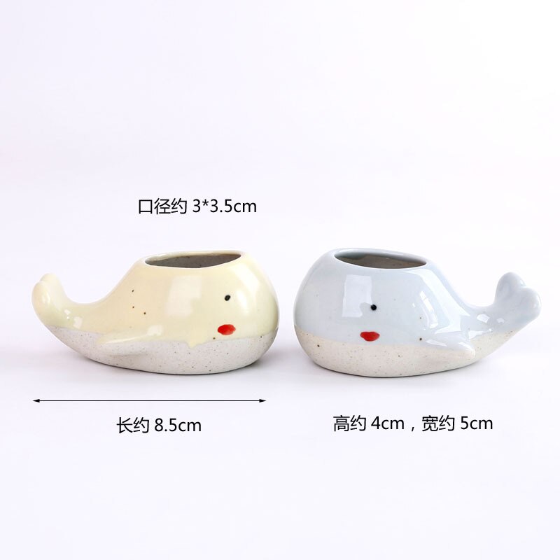 Ceramic Mini Whale Plant Pot for Succulents by HitMyNeed