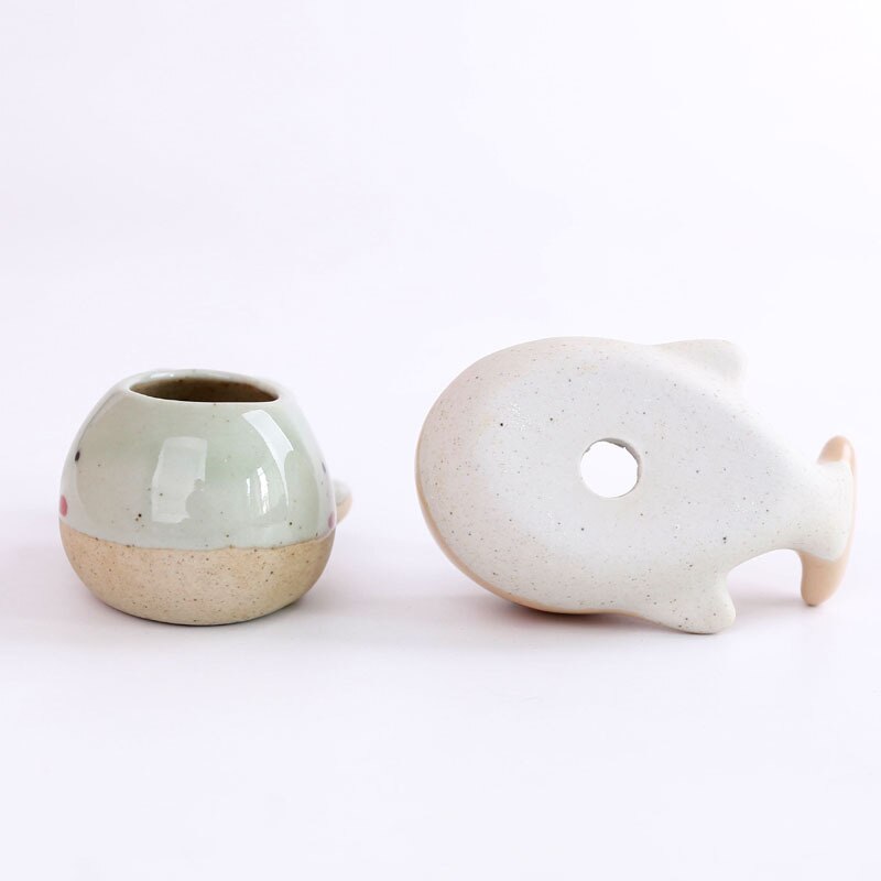 Ceramic Mini Whale Plant Pot for Succulents by HitMyNeed