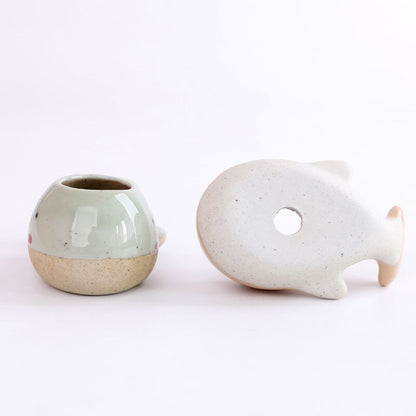 Ceramic Mini Whale Plant Pot for Succulents by HitMyNeed