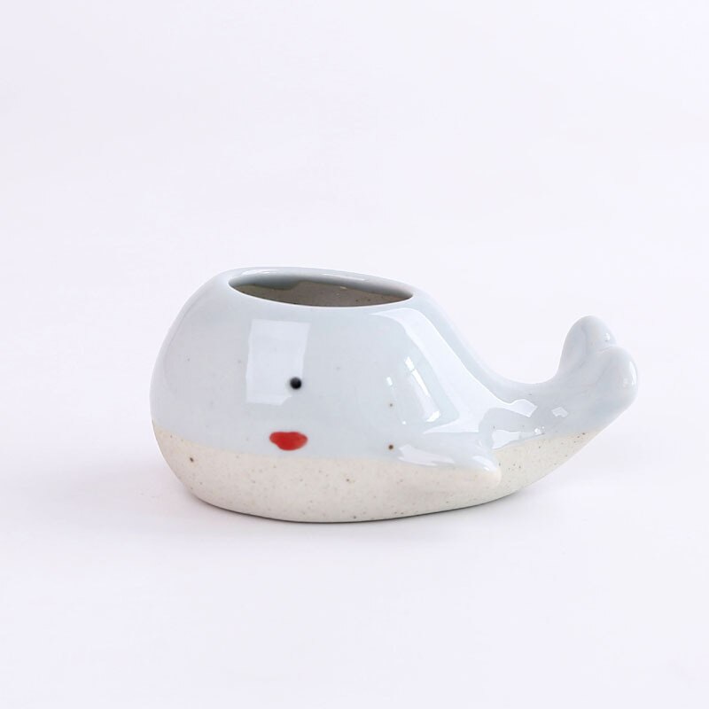Ceramic Mini Whale Plant Pot for Succulents by HitMyNeed