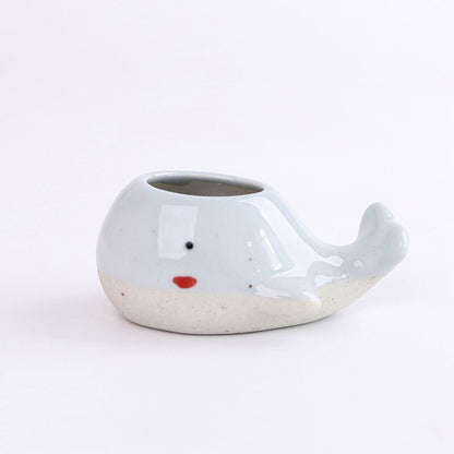 Ceramic Mini Whale Plant Pot for Succulents by HitMyNeed