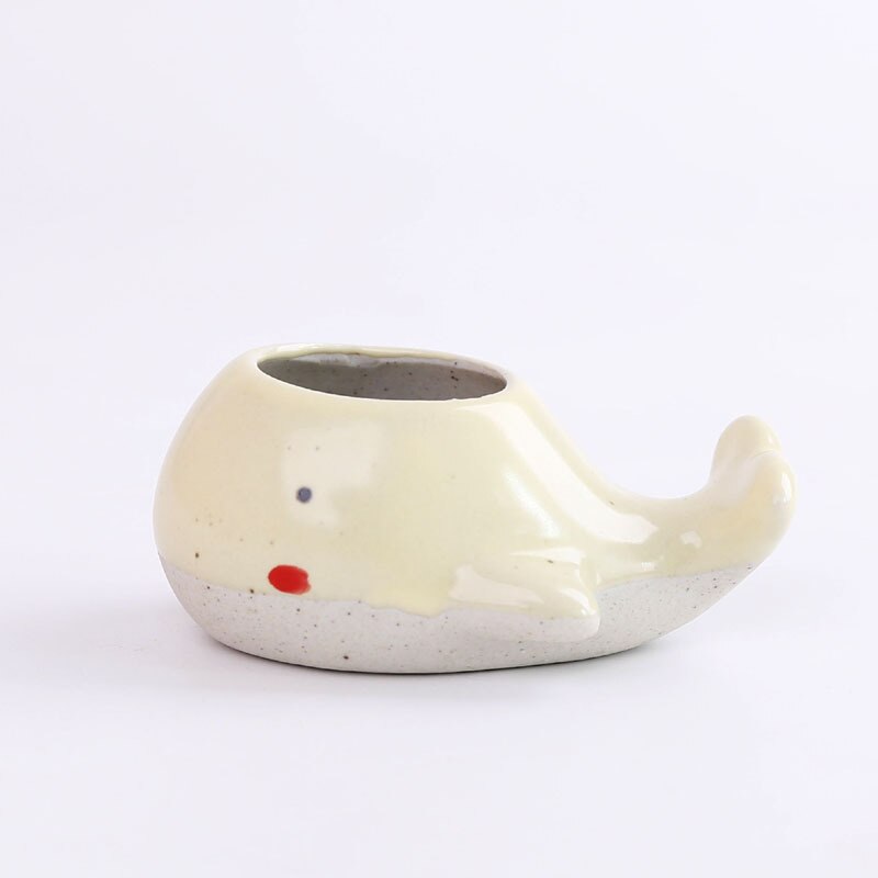 Ceramic Mini Whale Plant Pot for Succulents by HitMyNeed