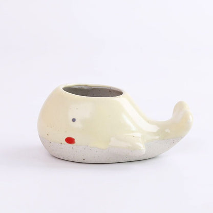 Ceramic Mini Whale Plant Pot for Succulents by HitMyNeed