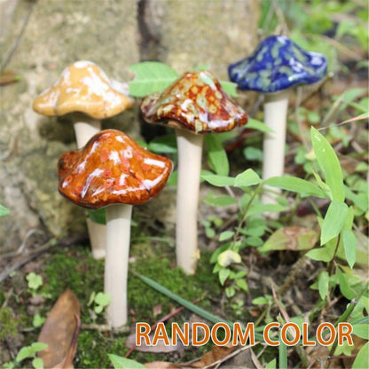 Ceramic Mushroom Garden Decor Set of 4 by HitMyNeed