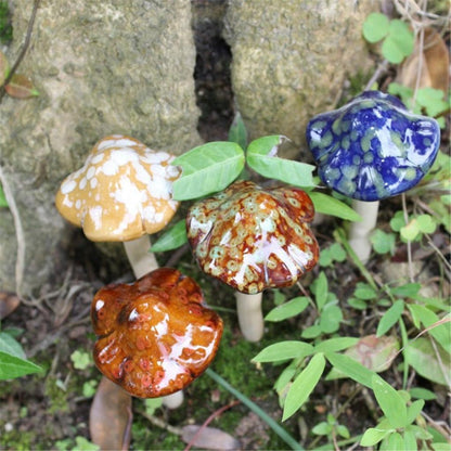 Ceramic Mushroom Garden Decor Set of 4 by HitMyNeed