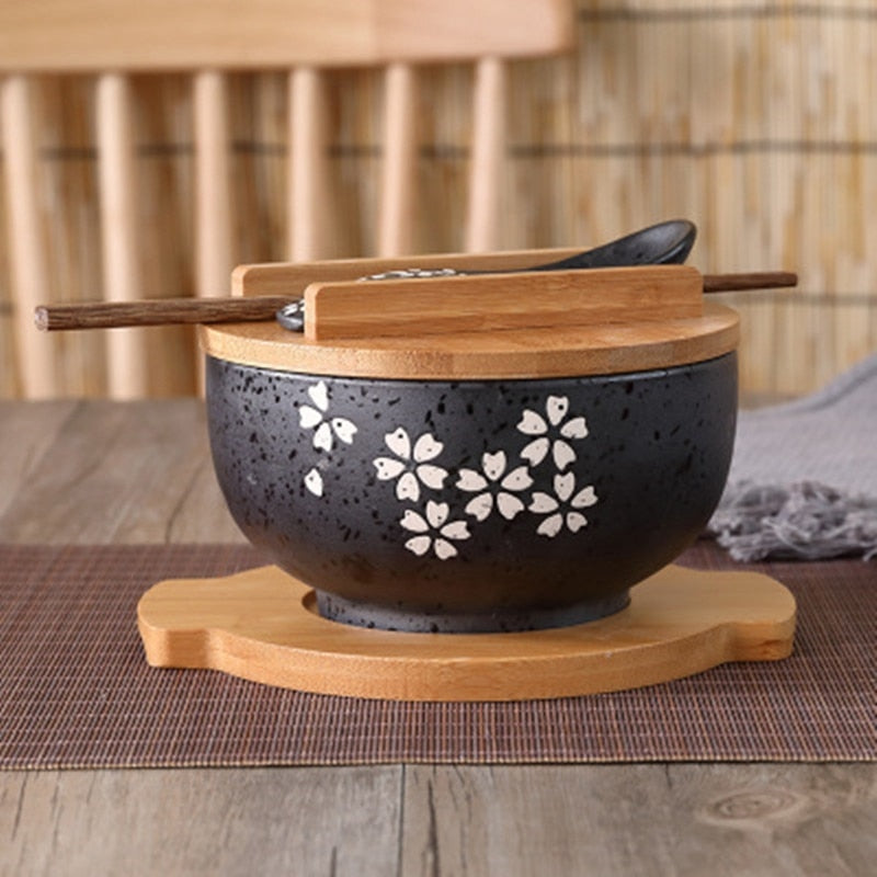 Ceramic Ramen Bowl Set with Chopsticks and Spoon by HitMyNeed