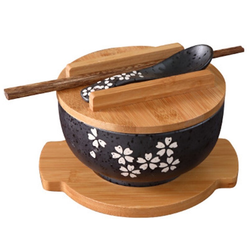 Ceramic Ramen Bowl Set with Chopsticks and Spoon by HitMyNeed